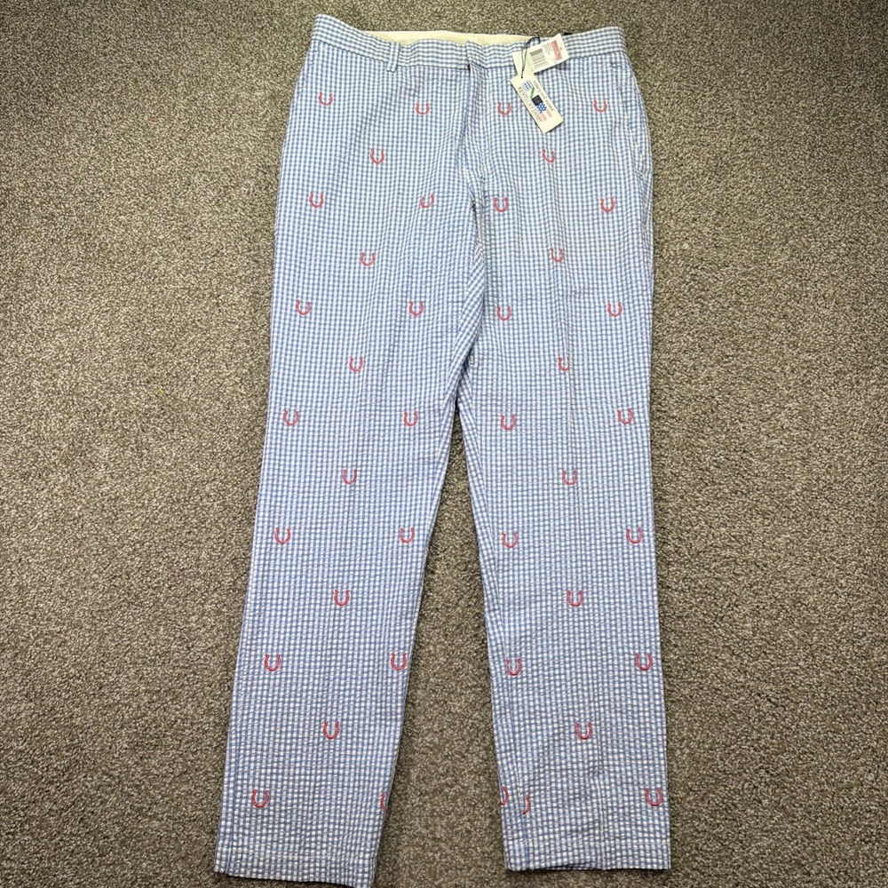 Vineyard Vines Kentucky Derby Seersucker Pants New With Tags Horseshoe Sz 34X32